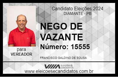 Candidato NEGO DE VAZANTE 2024 - DIAMANTE - Eleições