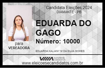 Candidato EDUARDA DO GAGO 2024 - DIAMANTE - Eleições