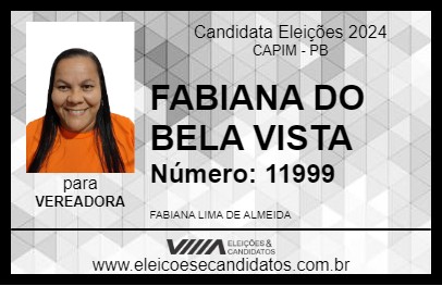 Candidato FABIANA DO BELA VISTA 2024 - CAPIM - Eleições