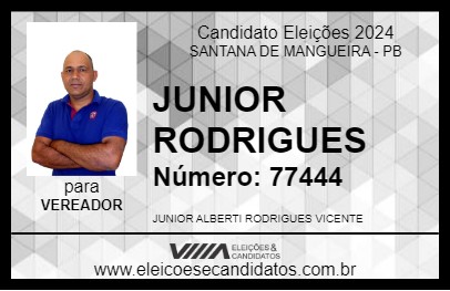 Candidato JUNIOR RODRIGUES 2024 - SANTANA DE MANGUEIRA - Eleições