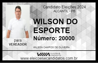 Candidato WILSON DO ESPORTE 2024 - ALCANTIL - Eleições