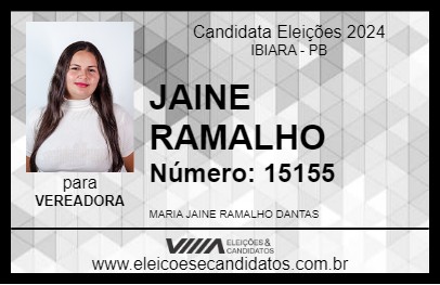 Candidato JAINE RAMALHO 2024 - IBIARA - Eleições