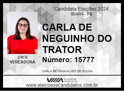 Candidato CARLA DE NEGUINHO DO TRATOR 2024 - IBIARA - Eleições