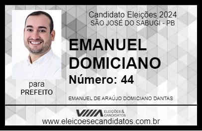 Candidato EMANUEL DOMICIANO 2024 - SÃO JOSÉ DO SABUGI - Eleições