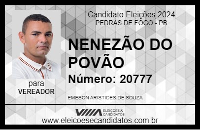 Candidato NENEZÃO DO POVÃO 2024 - PEDRAS DE FOGO - Eleições