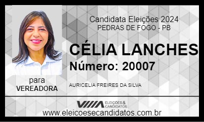 Candidato CÉLIA LANCHES 2024 - PEDRAS DE FOGO - Eleições