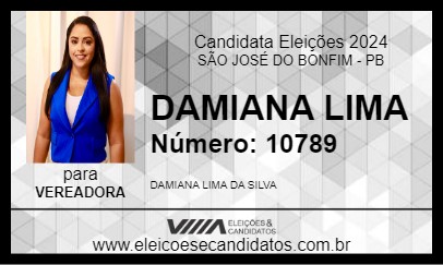 Candidato DAMIANA LIMA 2024 - SÃO JOSÉ DO BONFIM - Eleições