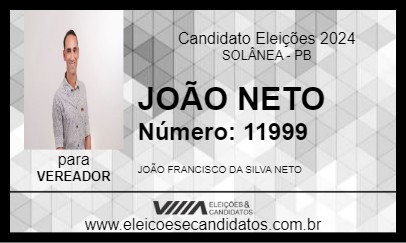 Candidato JOÃO NETO 2024 - SOLÂNEA - Eleições