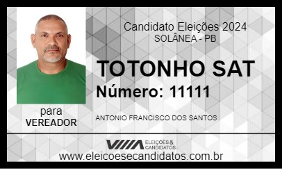 Candidato TOTONHO SAT 2024 - SOLÂNEA - Eleições