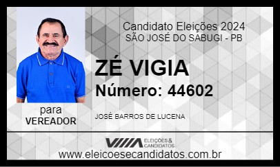 Candidato ZÉ VIGIA 2024 - SÃO JOSÉ DO SABUGI - Eleições