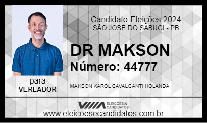 Candidato DR MAKSON 2024 - SÃO JOSÉ DO SABUGI - Eleições