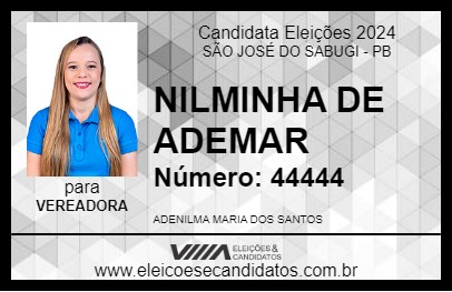 Candidato NILMINHA DE ADEMAR 2024 - SÃO JOSÉ DO SABUGI - Eleições