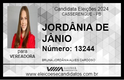 Candidato JORDÂNIA DE JÂNIO 2024 - CASSERENGUE - Eleições