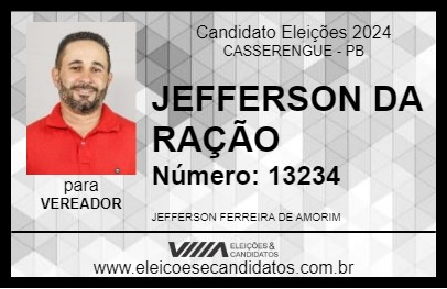 Candidato JEFFERSON DA RAÇÃO 2024 - CASSERENGUE - Eleições