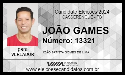 Candidato JOÃO GAMES 2024 - CASSERENGUE - Eleições