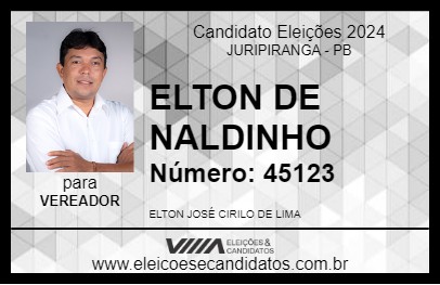 Candidato ELTON DE NALDINHO 2024 - JURIPIRANGA - Eleições