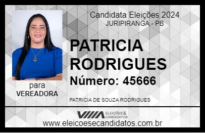 Candidato PATRICIA RODRIGUES 2024 - JURIPIRANGA - Eleições