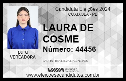 Candidato LAURA DE COSME 2024 - COXIXOLA - Eleições