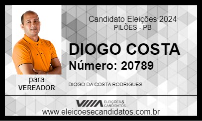 Candidato DIOGO COSTA 2024 - PILÕES - Eleições