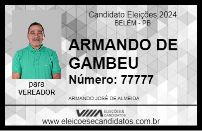 Candidato ARMANDO DE GAMBEU 2024 - BELÉM - Eleições