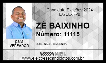 Candidato ZÉ BAIXINHO 2024 - BAYEUX - Eleições