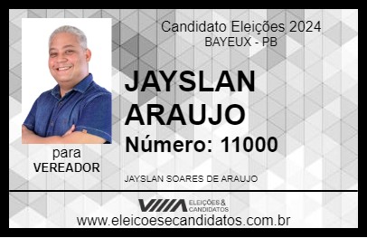 Candidato JAYSLAN ARAUJO 2024 - BAYEUX - Eleições