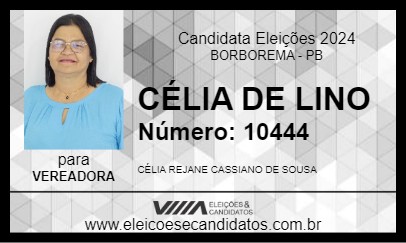 Candidato CÉLIA DE LINO 2024 - BORBOREMA - Eleições