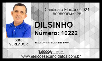 Candidato DILSINHO 2024 - BORBOREMA - Eleições