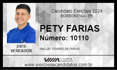 Candidato PETY FARIAS 2024 - BORBOREMA - Eleições