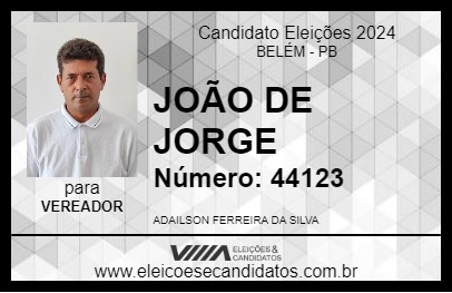 Candidato JOÃO DE JORGE 2024 - BELÉM - Eleições