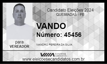 Candidato VANDO 2024 - QUEIMADAS - Eleições