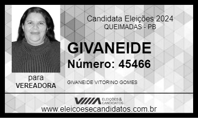 Candidato GIVANEIDE 2024 - QUEIMADAS - Eleições