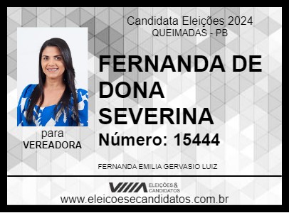 Candidato FERNANDA DE DONA SEVERINA 2024 - QUEIMADAS - Eleições