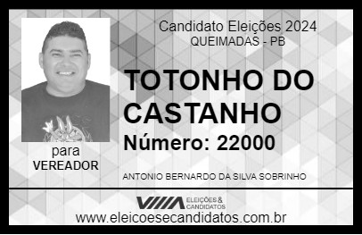 Candidato TOTONHO DO CASTANHO 2024 - QUEIMADAS - Eleições