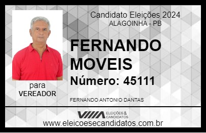 Candidato FERNANDO MOVEIS 2024 - ALAGOINHA - Eleições