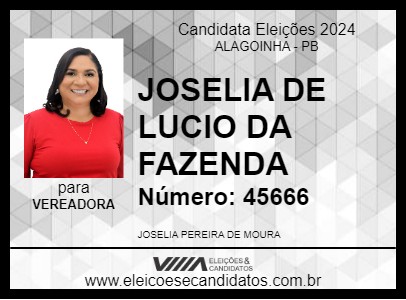 Candidato JOSELIA DE LUCIO DA FAZENDA 2024 - ALAGOINHA - Eleições