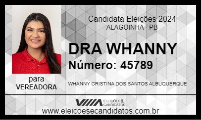 Candidato DRA WHANNY 2024 - ALAGOINHA - Eleições