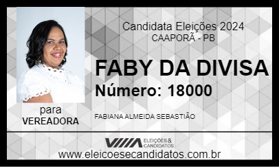 Candidato FABY DA DIVISA 2024 - CAAPORÃ - Eleições