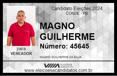 Candidato MAGNO GUILHERME 2024 - CONDE - Eleições