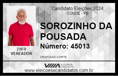 Candidato SOROZINHO DA POUSADA 2024 - CONDE - Eleições