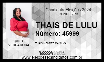 Candidato THAIS DE LULU 2024 - CONDE - Eleições