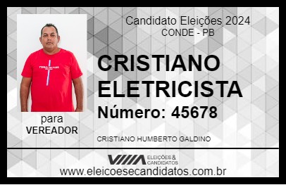 Candidato CRISTIANO ELETRICISTA 2024 - CONDE - Eleições