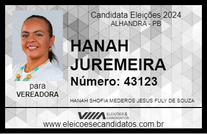 Candidato HANAH JUREMEIRA 2024 - ALHANDRA - Eleições