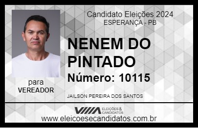 Candidato NENEM DO PINTADO 2024 - ESPERANÇA - Eleições