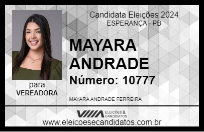 Candidato MAYARA ANDRADE 2024 - ESPERANÇA - Eleições