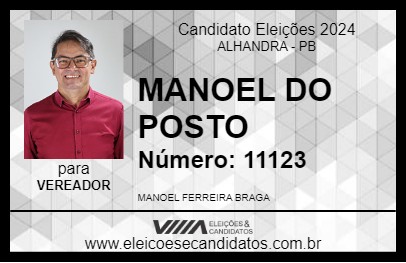 Candidato MANOEL DO POSTO 2024 - ALHANDRA - Eleições