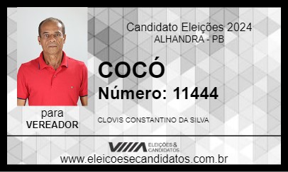 Candidato COCÓ 2024 - ALHANDRA - Eleições