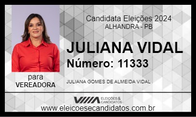 Candidato JULIANA VIDAL 2024 - ALHANDRA - Eleições