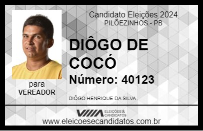 Candidato DIÔGO DE COCÓ 2024 - PILÕEZINHOS - Eleições