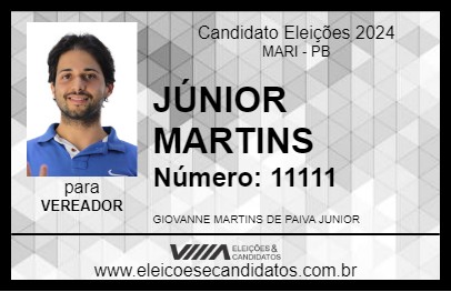 Candidato JÚNIOR MARTINS 2024 - MARI - Eleições